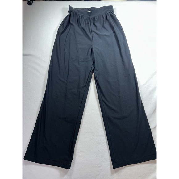 SPANX Pants - Spanx Womens Wide Leg Lined Cropped Pants Medium Black Slimming Shaping Stretch